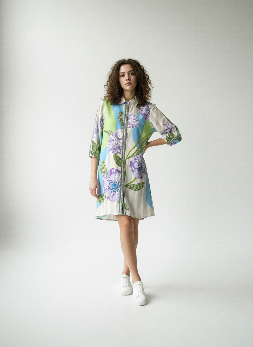 LAVENDER BLOOM AVA SHIRT DRESS