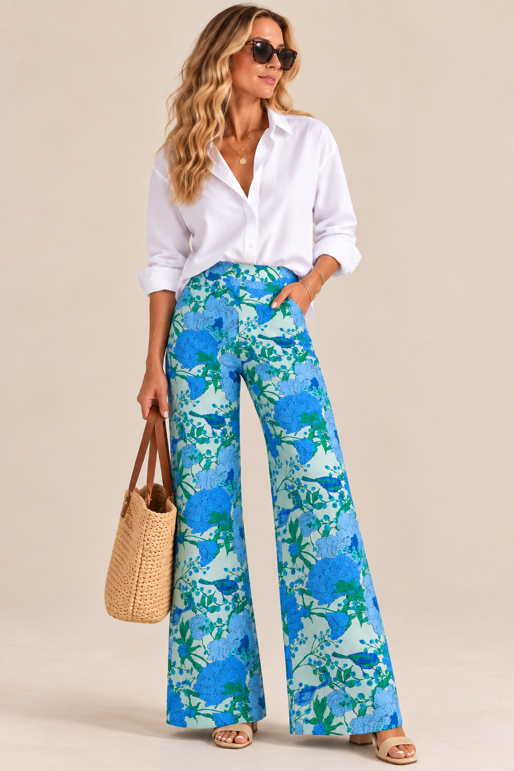 Willa Floral Bern Jacquard Wide Leg Pants
