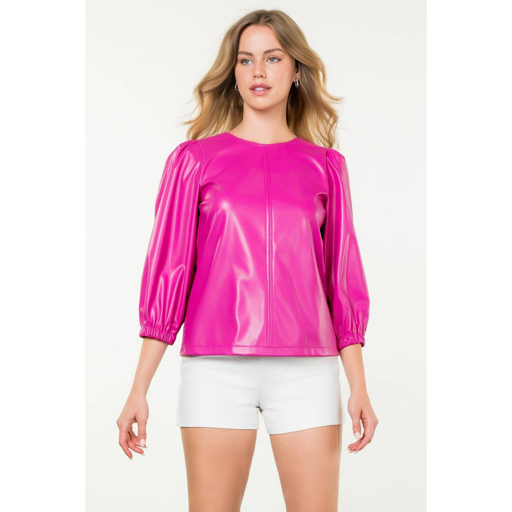Long Sleeve Leather Top