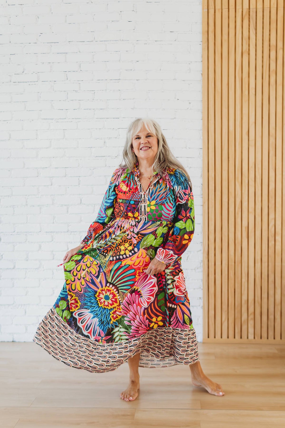 Fiesta Floral Side-Tie Ruffle Dress