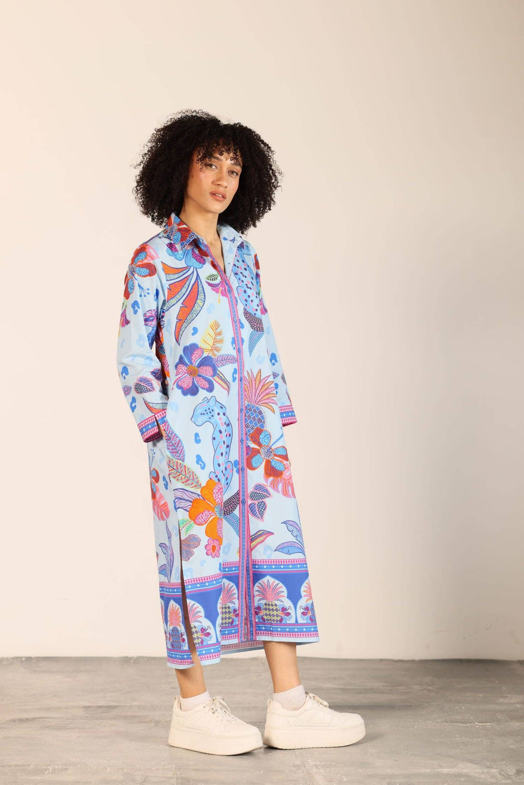 AZURE SAFARI ELIZA MIDI SHIRT DRESS