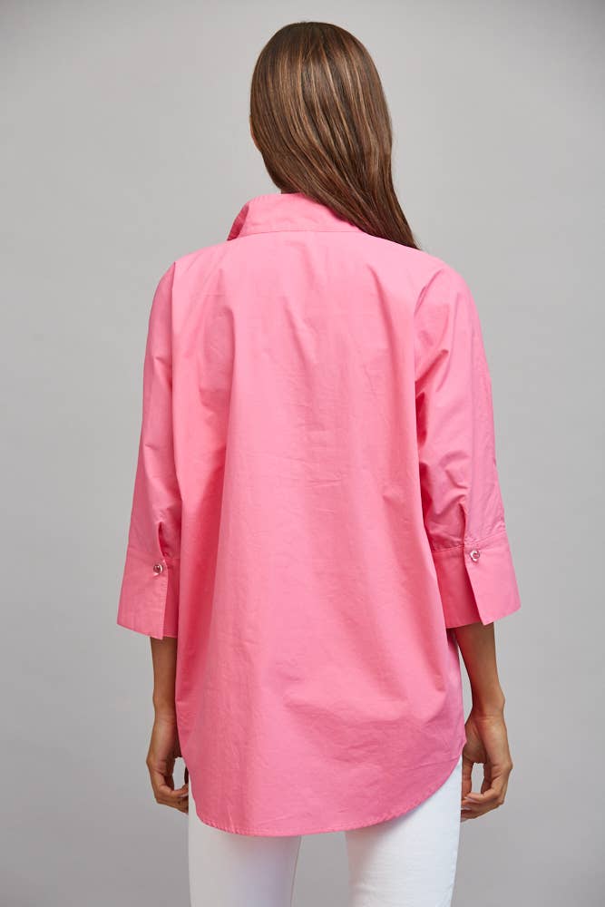 PARTIAL FRONT PLACKET OVERSIZED PULLOVER TUNIC TOP FT22320