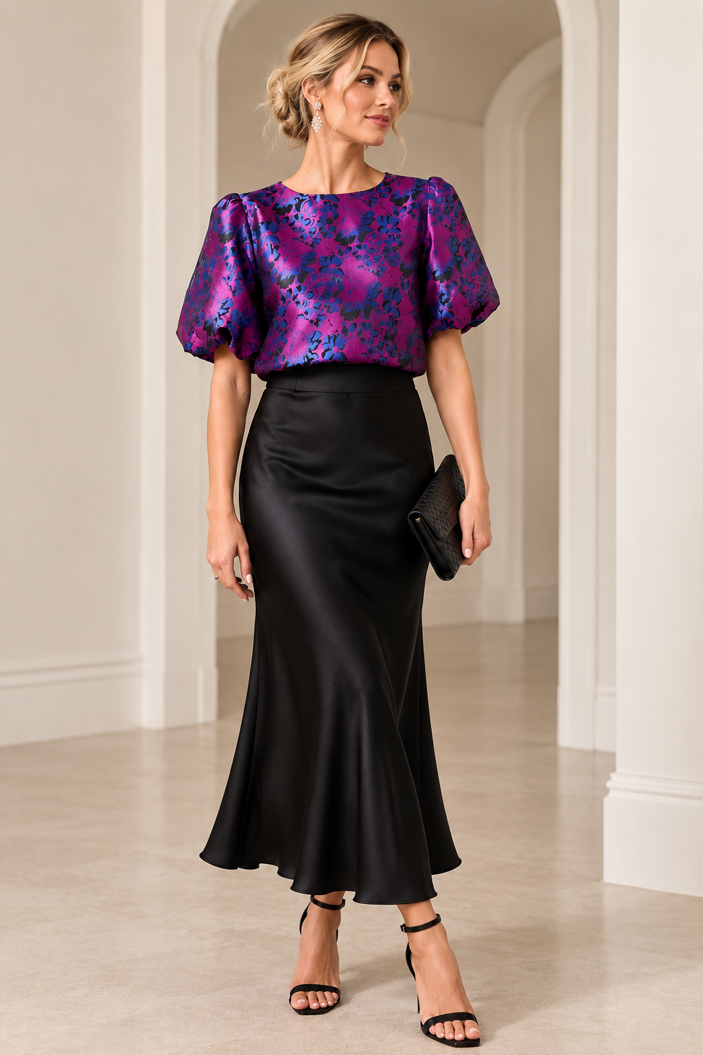 Farrah Jacquard Floral Joi Bubble Top