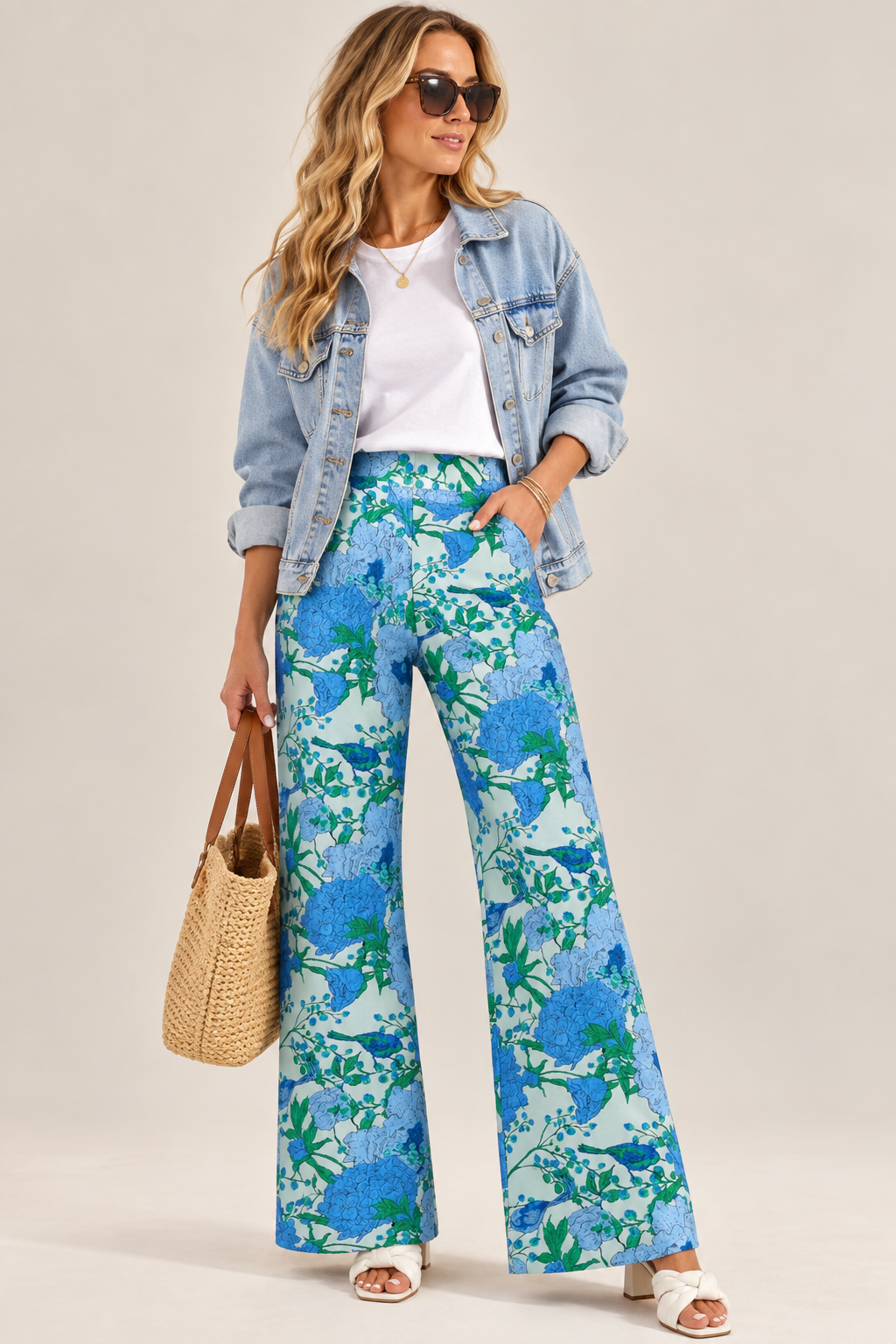 Willa Floral Bern Jacquard Wide Leg Pants