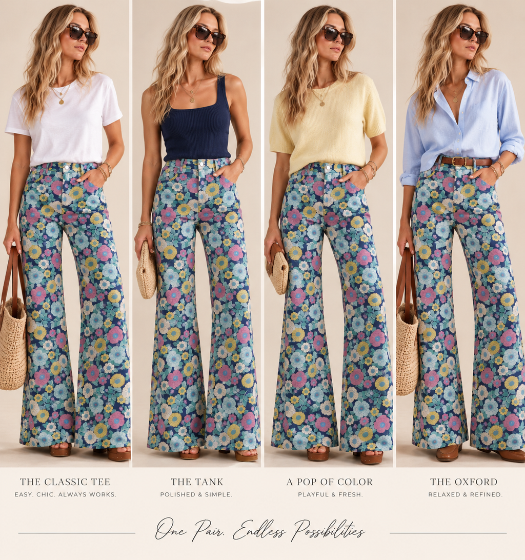 91829P Floral Wide Leg Jeans