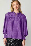 Hyper Violet Paisley Floral Print Blouse