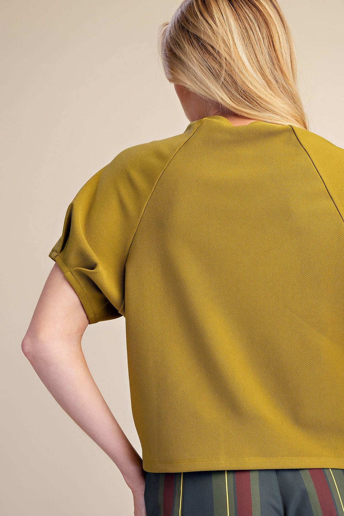 Round Neck Puff Short Sleeve Pullover Top