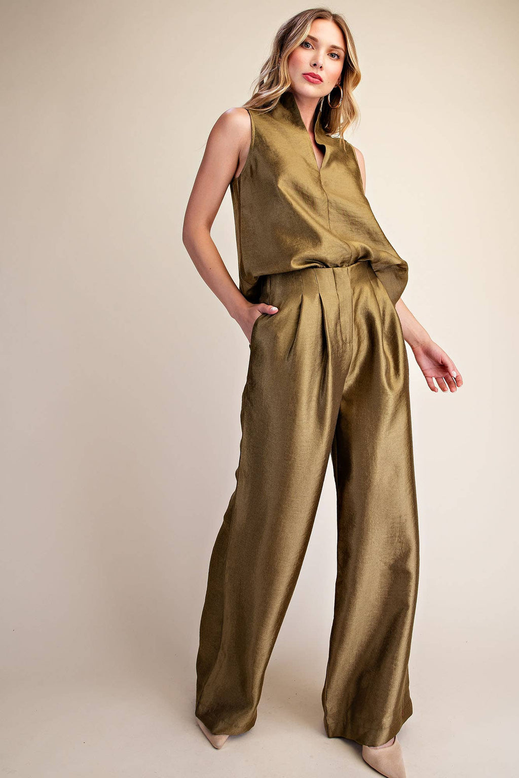 High-Waist Pleated Pants
