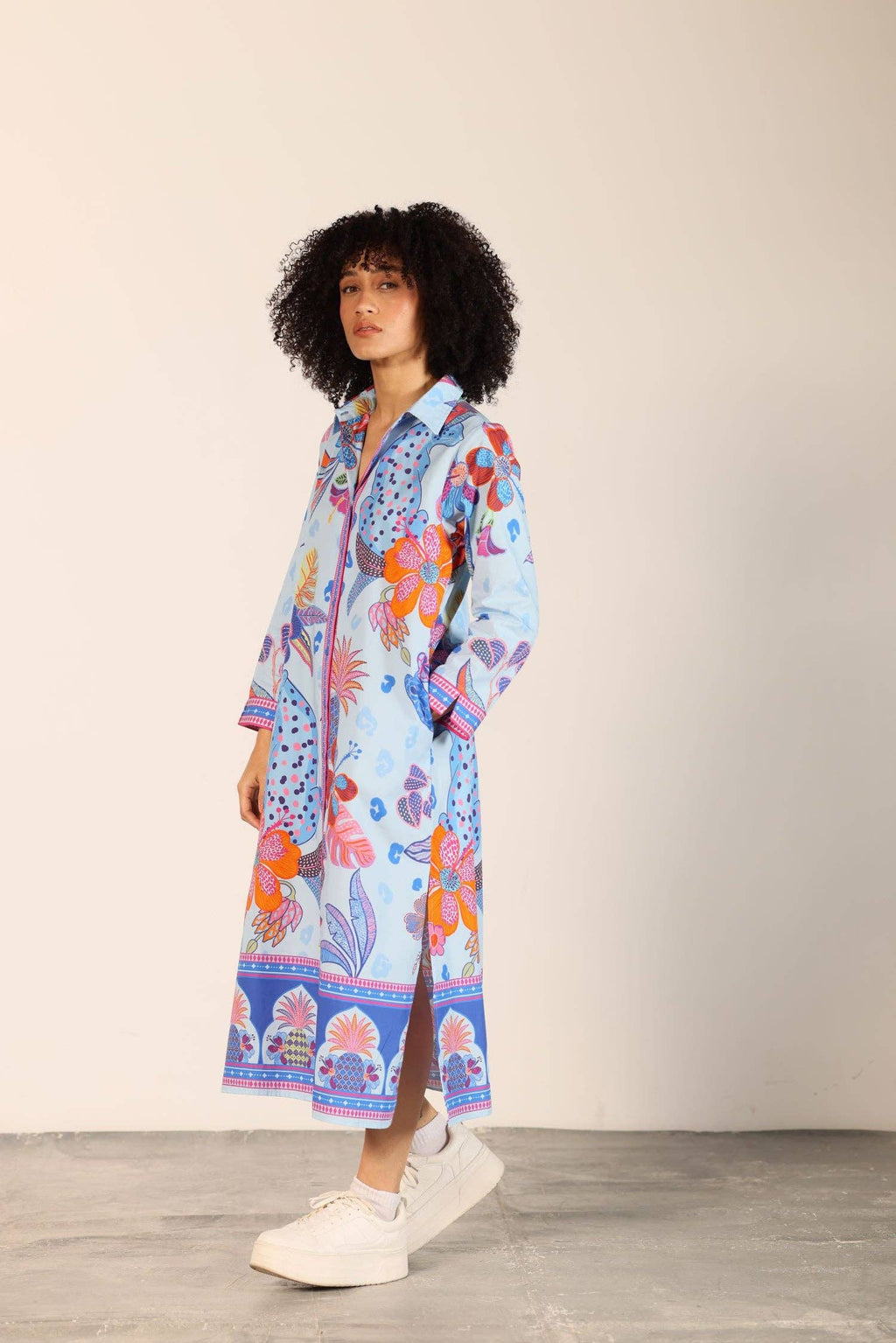 AZURE SAFARI ELIZA MIDI SHIRT DRESS